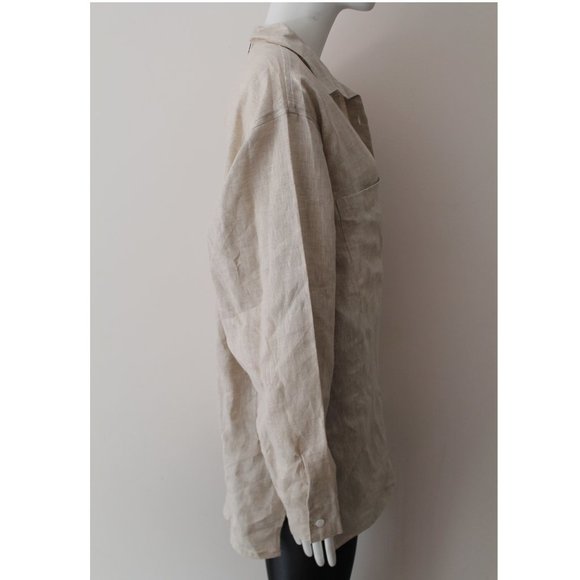 Frankie on Friday Joey Button Down Linen Blouse / Large / Flax Oversized - Picture 4 of 11